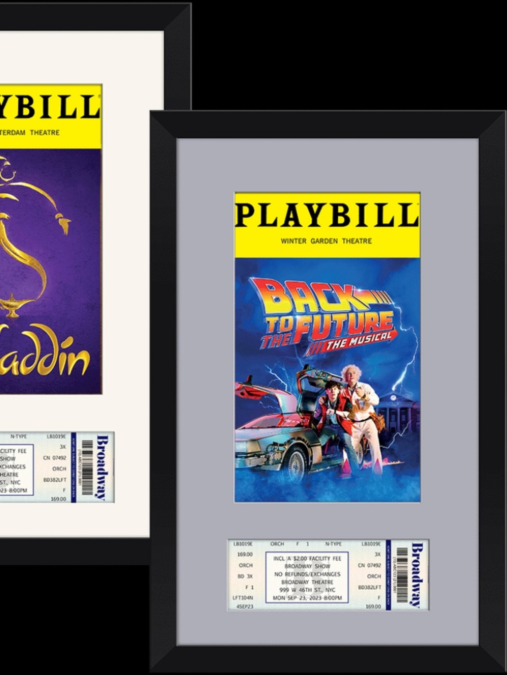 Official Playbill and Broadway Theatre Ticket Display Frame